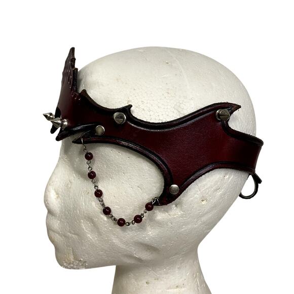 Handmade Leather Red Dragon Gothic Studded Halloween Dark Fairy Crown - Picture 4 of 10